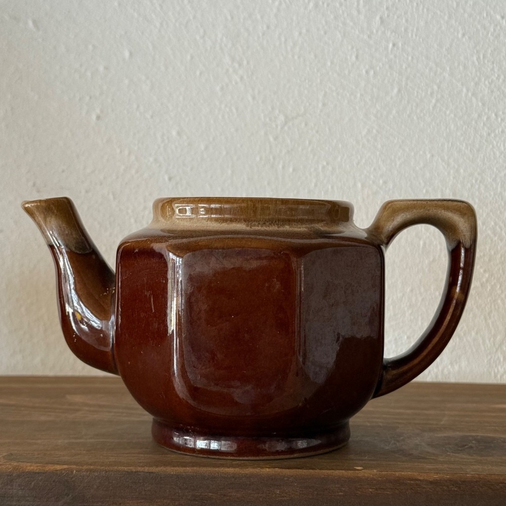 Brown Glazed Stoneware Teapot Mid Century Modern MCM Taiwan Tea‎ Coffee Pot